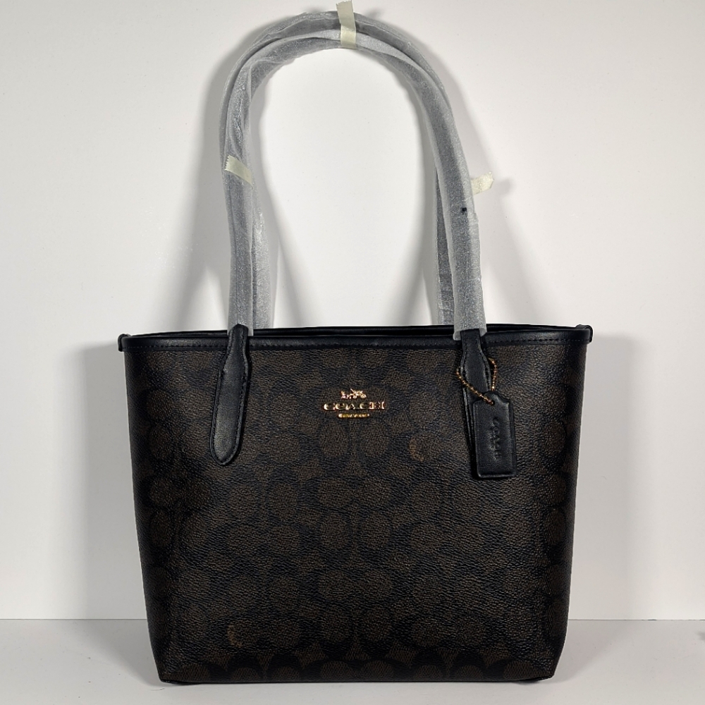 Coach small IMXAQ small city tote Black and Brown Women's Tote Bag